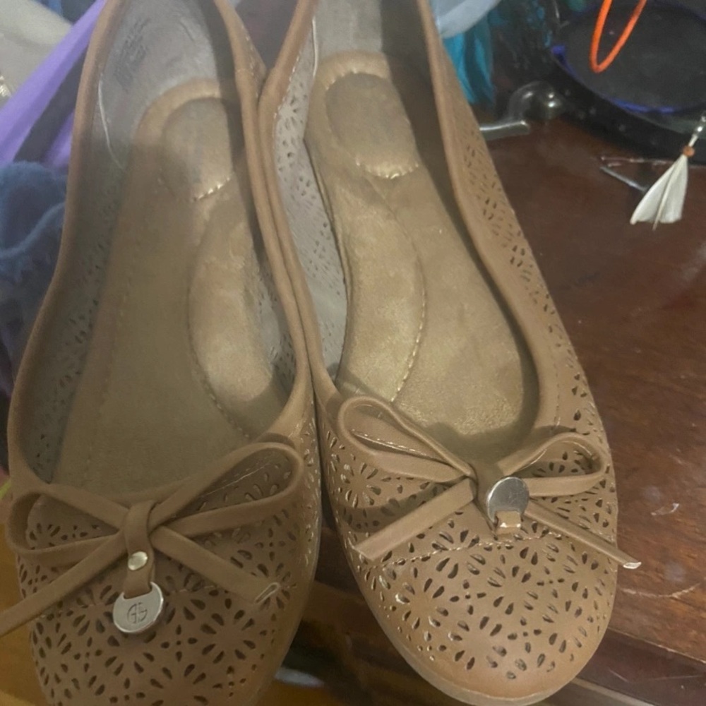 Tan ballet flats
